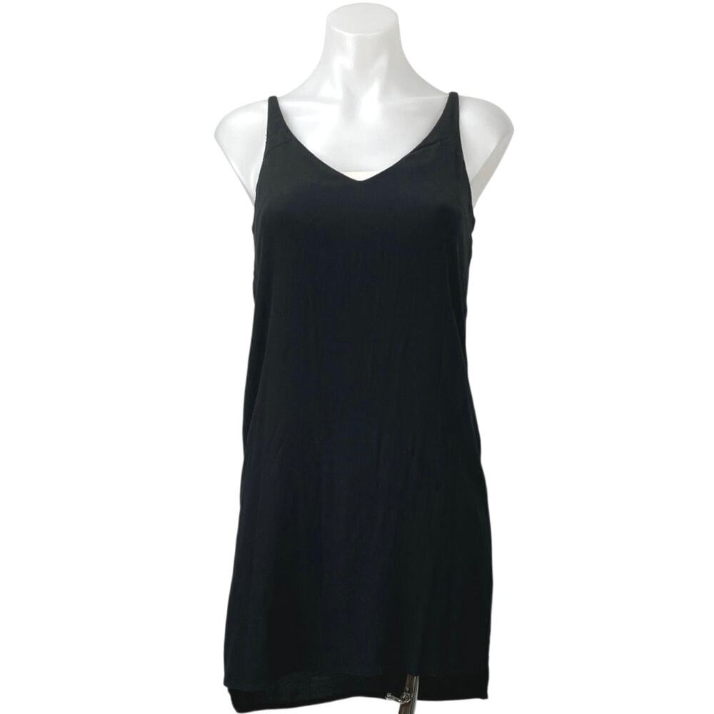 Topshop Women's Black Sleeveless Cami Camisole Tank V Neck Mini Dress Size 2